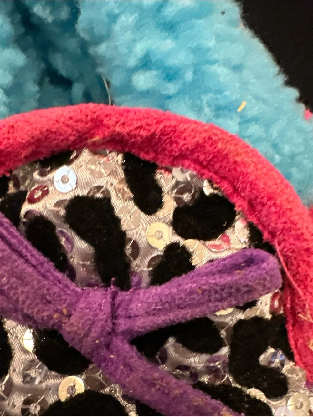 Leopard Sequin Cozy Slippers with Bright Trim